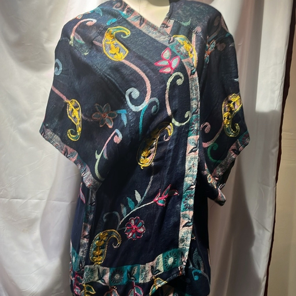 Small medium new with tags kimono in Mallard teal colored, saffron silk - Picture 2 of 8